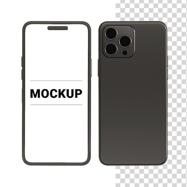 Realistic front and back view black iphone mockup