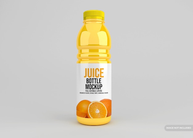 Realistic glass juice bottle packaging mockup