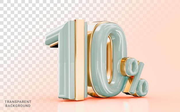 realistic glossy 10 percent discount sale banner golden effect 3d render concept for marketing offer