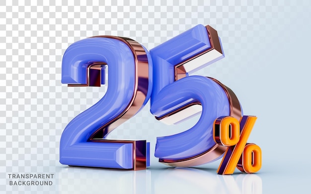 realistic glossy 25 percent discount sale banner golden effect 3d render concept for shopping offer