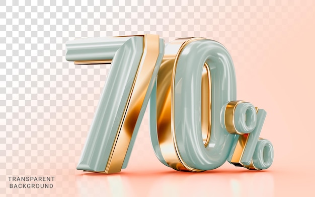 realistic glossy 70 percent discount sale banner golden effect 3d render concept for marketing offer