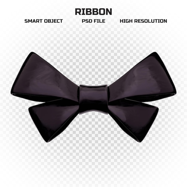 Realistic glossy black ribbon in high resolution for decoration