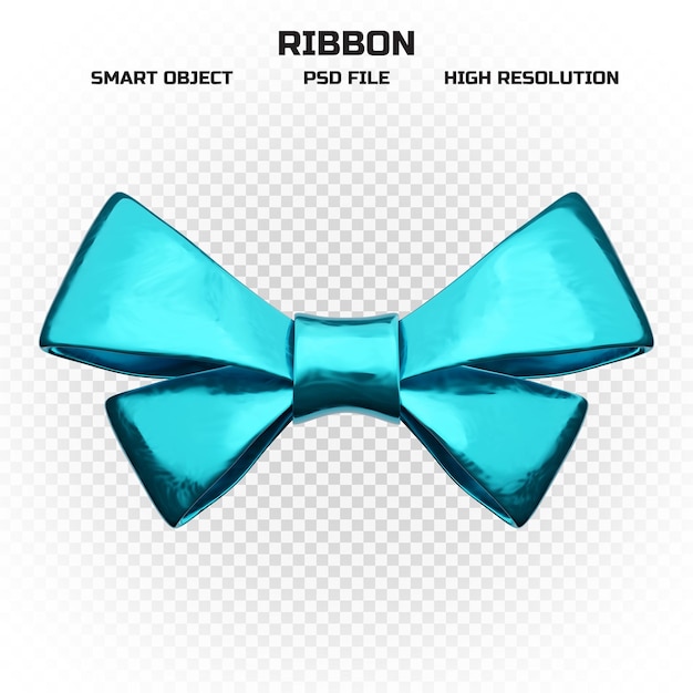 Realistic glossy cyan ribbon in high resolution for decoration