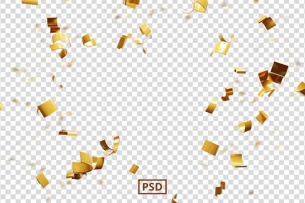 Realistic gold celebration confetti on transparent background or golden celebration confetti