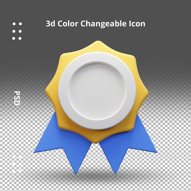 Realistic gold medal with ribbon champion medal award with ribbon ui icon 3d