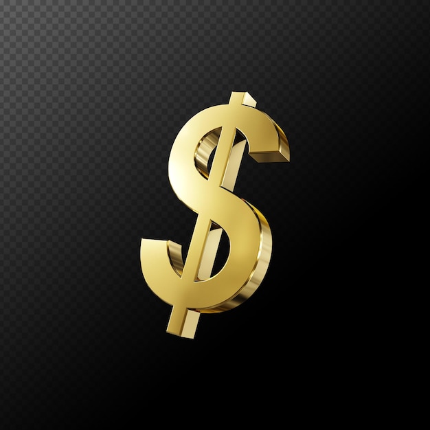 Realistic golden dollar icon 3k resolution