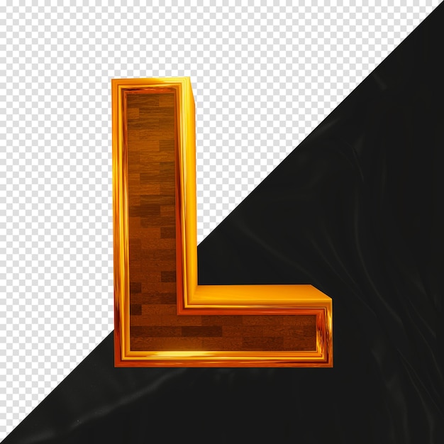 Realistic Golden Letter L 3d render