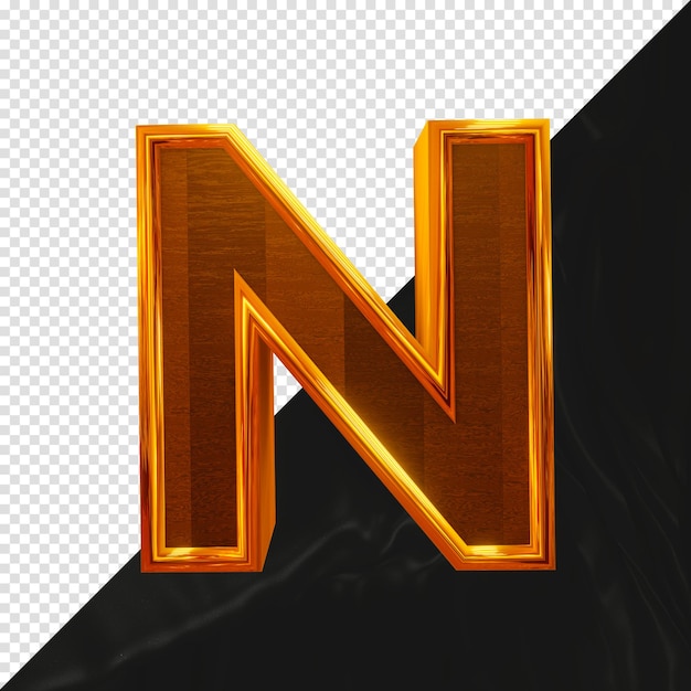 Realistic Golden letter N 3d render