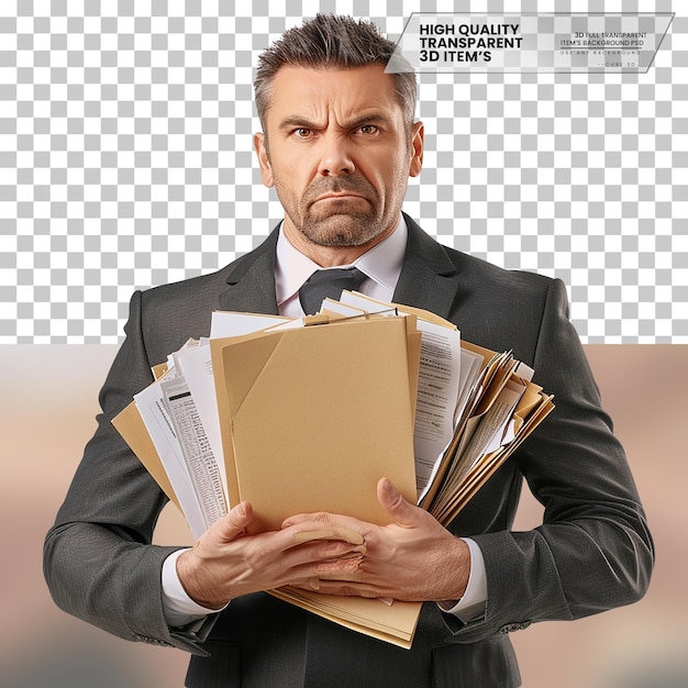 PSD realistic government official work with documents on transparent background