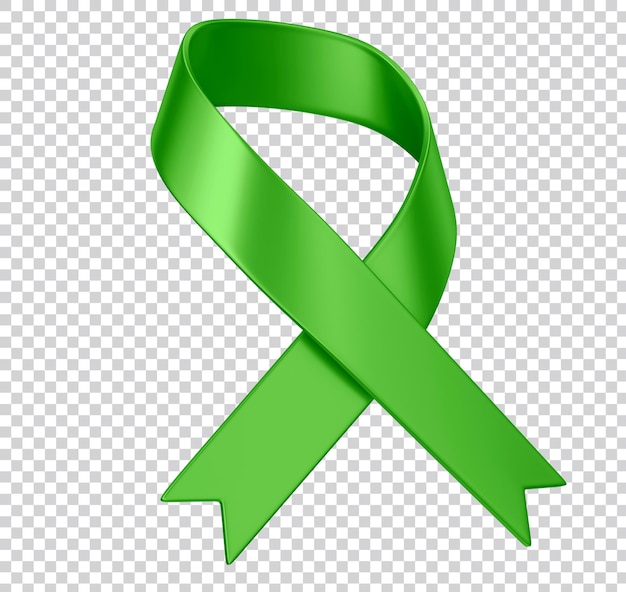 Realistic green ribbon Medical symbol of Lymphoma Liver organ donation or glaucoma awareness