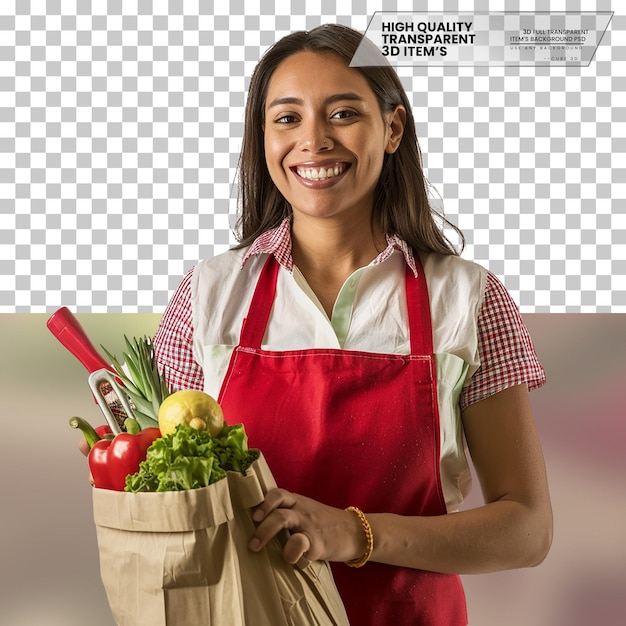 Realistic Grocery Store Clerk on transparent background