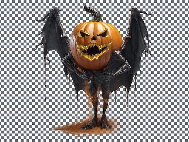 Realistic halloween angry pumpkin with transparent background