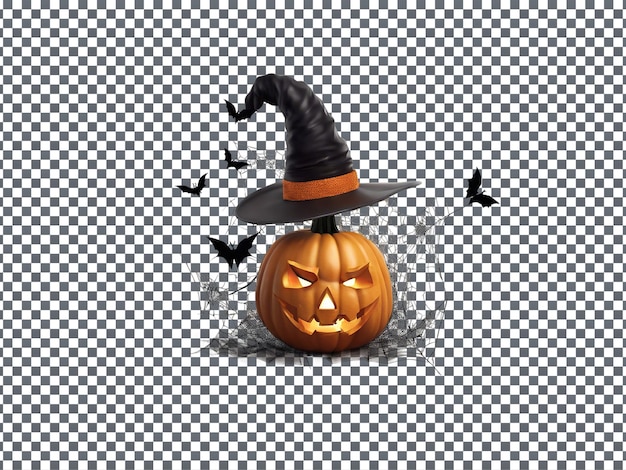 Realistic halloween angry pumpkin with transparent background