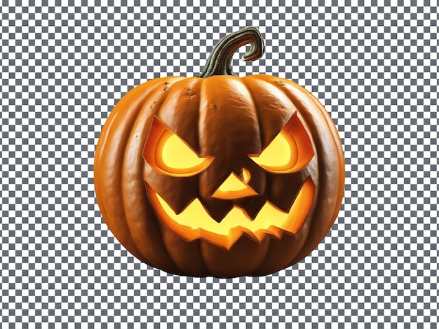 Realistic halloween angry pumpkin with transparent background