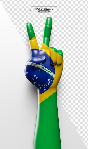 Realistic hands with painting the flag of Brazil in 3d render