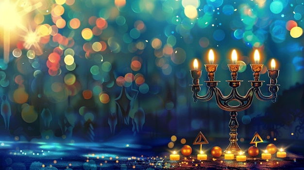 PSD realistic hanukkah designs menorah dreidel challah festive backgrounds cards and clip art