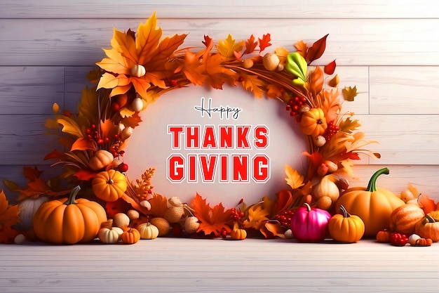 PSD realistic happy thank giving banner design template