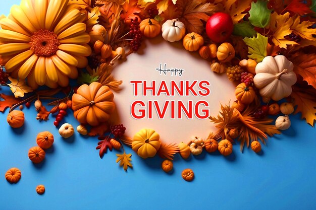 PSD realistic happy thank giving banner design template