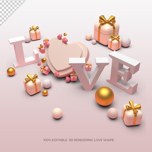 Realistic happy valentines day background and love shape with opening gift box design