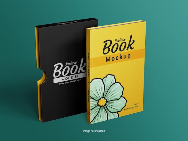 Realistic Hardcover Book PSD Mockup with Slipcase