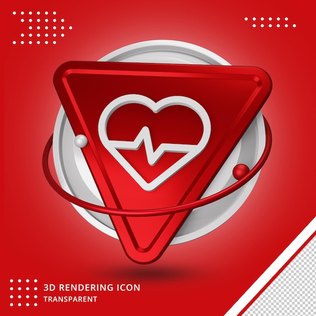 Realistic Heartbeat icon in 3d rendering