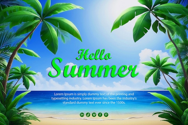 Realistic hello summer background concept