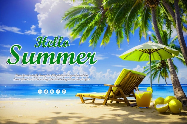 Realistic hello summer background concept