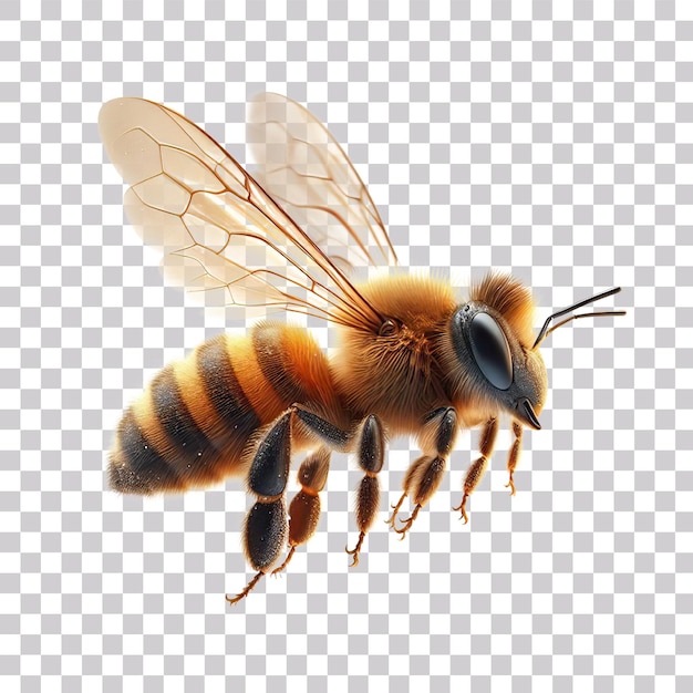 PSD realistic honey bee isolated on a transparent background