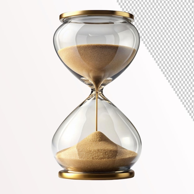 realistic hourglass transparent sand clock on transparent background