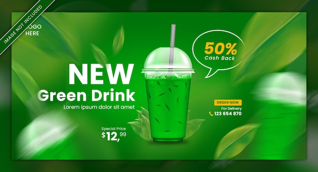 realistic ice drink banner template