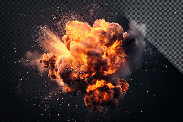 PSD a realistic illustration of a fiery explosion with a black background