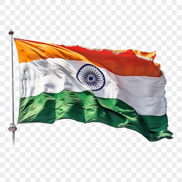 Realistic Indian flag flying set on transparent background PNG