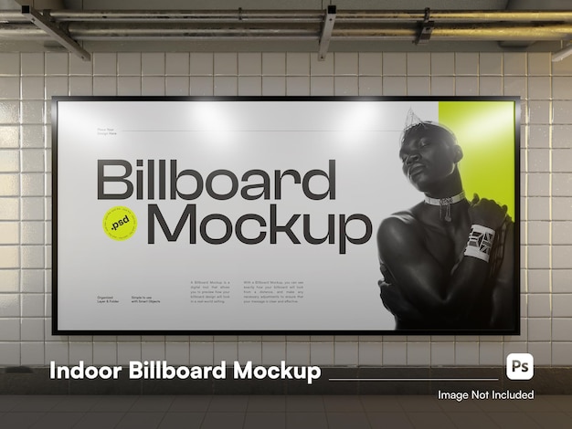 Realistic Indoor Billboard Isolated Mockup in Front View