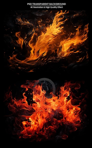 Realistic isolated fire effect for decoration and covering on black background