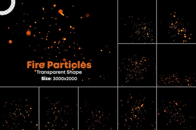 Realistic isolated fire sparks transparent shape