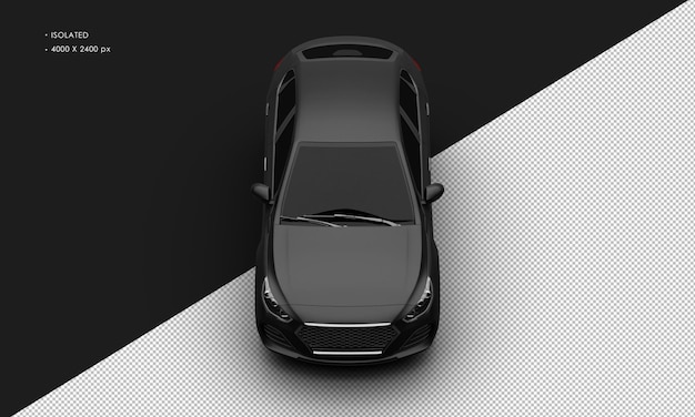 Realistic Isolated Matte Black Elegant Modern Family Car From Top Front View