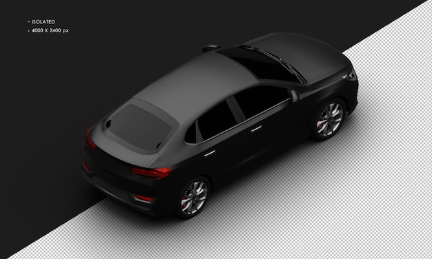 Realistic Isolated Matte Black Elegant Modern Family Car From Top Right Rear View