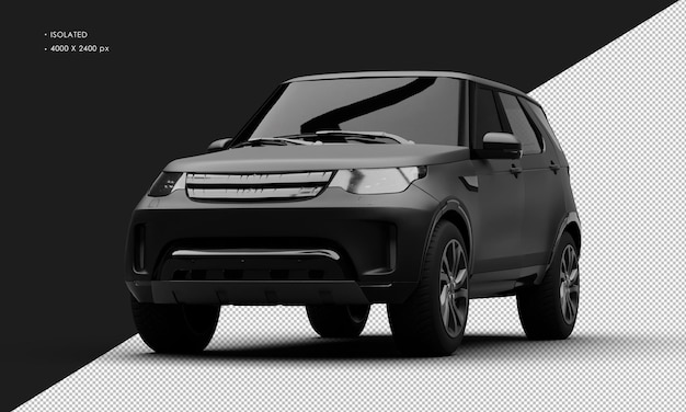 Realistic Isolated Matte Black Elegant Modern Suv Car From Left Front Angle View