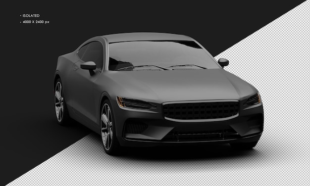 Realistic Isolated Matte Black Luxury Modern City Sedan Car From Right Front Angle View