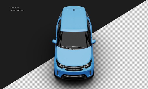 Realistic Isolated Matte Blue Elegant Modern Suv Car From Top Front View