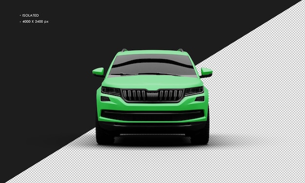 Realistic Isolated Matte Green Modern Crossover Suv Car From Front View