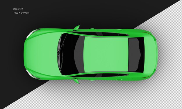 Realistic Isolated Matte Green Modern Sport City Car From Top View