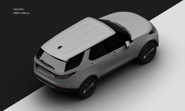 Realistic Isolated Matte Grey Elegant Modern Suv Car From Top Right Rear View