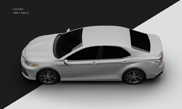 Realistic Isolated Matte Grey Luxury Elegant City Sedan Car From Top Left View