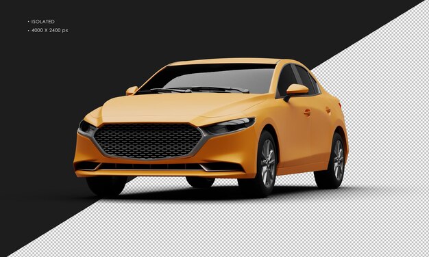 Realistic Isolated Matte Orange Modern Sport City Car From Left Front Angle View