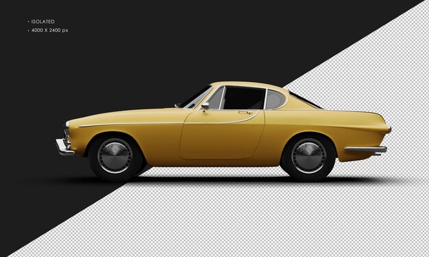 Realistic Isolated Matte Orange Vintage Classic Car From Left Side View