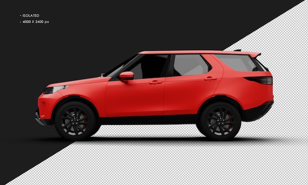 Realistic Isolated Matte Red Elegant Modern Suv Car From Left Side View