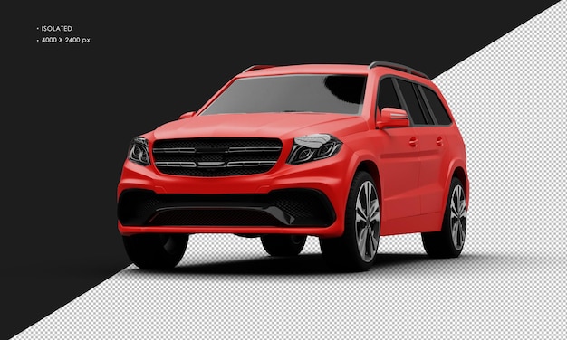 Realistic Isolated Matte Red Luxury Modern Suv Car From Left Front Angle View