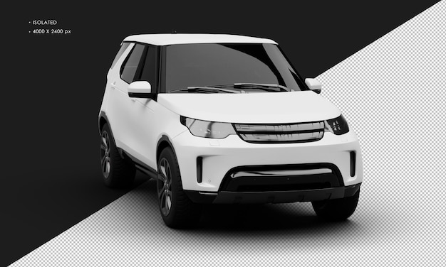 Realistic Isolated Matte White Elegant Modern Suv Car From Right Front Angle View