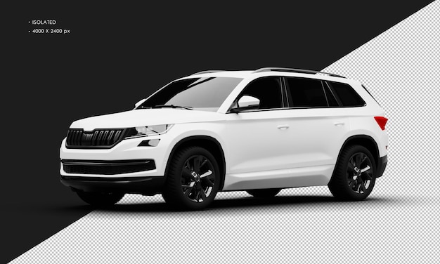 Realistic Isolated Matte White Modern Crossover Suv Car From Left Front View